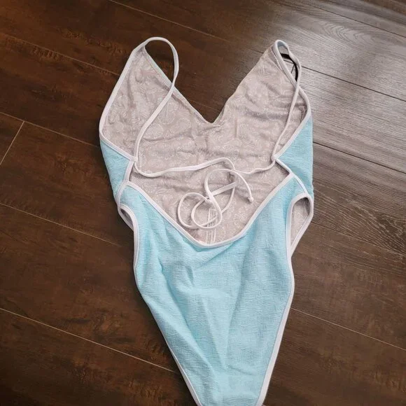 New Free People Free-est Amber One piece Swimwsuit Womens XL Beach Sexy Blue - Picture 3 of 6